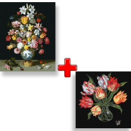 Набор картин по номерам 2 в 1 Идейка "Цветочная симфония" 40х50 KHO3210 и "Изящные тюльпаны" 40х40 KHO3216