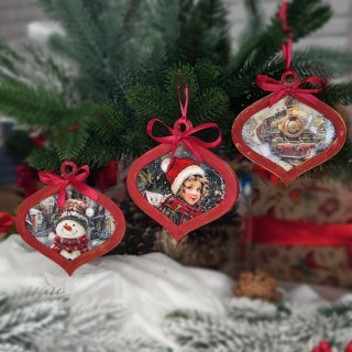Творческий набор для создания 3-х елочных украшений "Vintage Christmas" FDCKW-053
