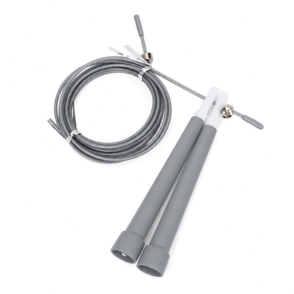 Скакалка скоростная MS 3765(Silver) 290 см, ручка пластик, веревка резина+металл опт, дропшиппинг