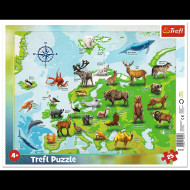 Пазлы Trefl 31341 (Рамочные) - "Карта Европы с животными" / 25 элементов