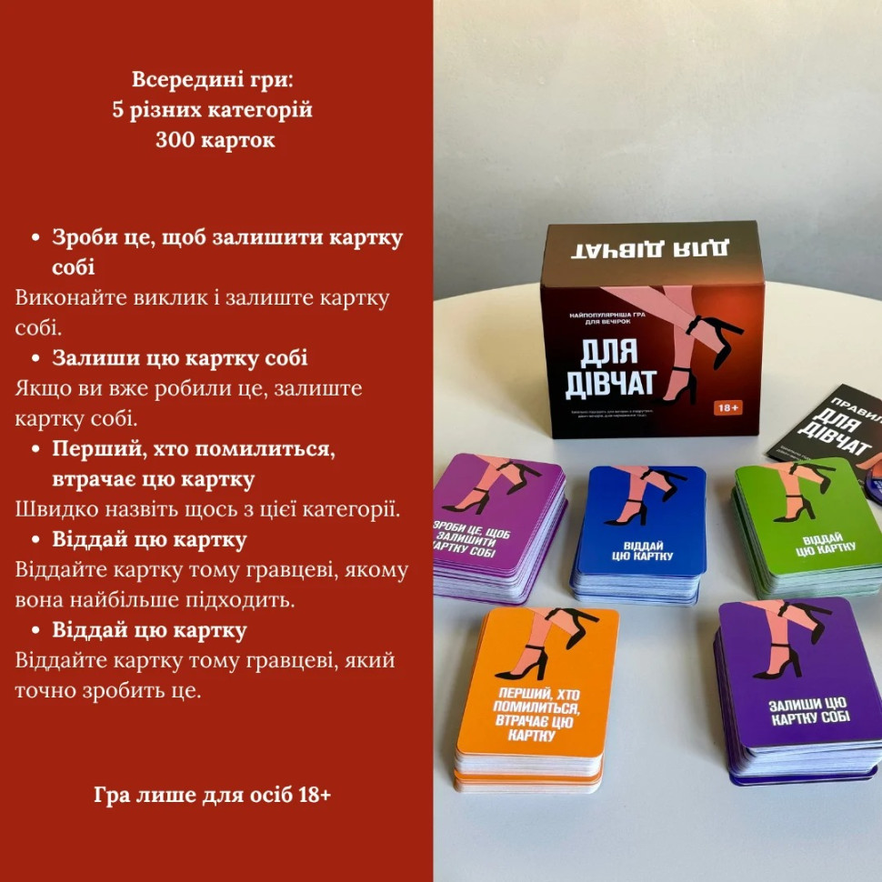 Настольная игра Для девушек 290131, 5 разных категорий карт опт, дропшиппинг