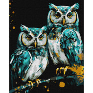 Картина по номерам "Мудрые совушки" ©art_selena_ua Идейка KHO6514 40х50 см с красками металлик extra