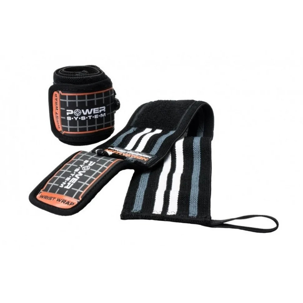 Кістові бинти Wrist Wraps Power System PS-3500_Grey-Black - гурт(опт), дропшиппінг