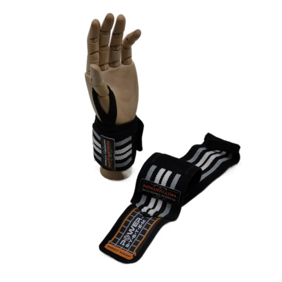 Кістові бинти Wrist Wraps Power System PS-3500_Grey-Black - гурт(опт), дропшиппінг
