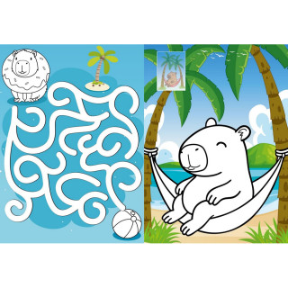 Детская раскраска со стикерами "Капибара на каникулах" CB21, 16 страниц