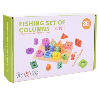 Детская деревянная игрушка "Пирамидка-сортер" C9416 рыбалка, вкладыши
