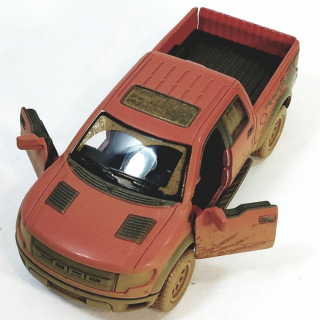 Дитяча модель машинки пікап Ford F-150 SVT Raptor-Supercrew Muddy Kinsmart KT5365WY інерційна, 1:46 