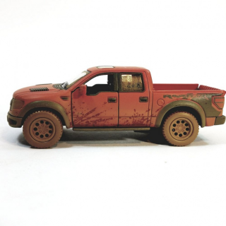 Дитяча модель машинки пікап Ford F-150 SVT Raptor-Supercrew Muddy Kinsmart KT5365WY інерційна, 1:46 