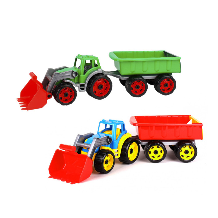 Игрушечный трактор с ковшом и прицепом 3688TXK, 2 цвета | Оптом | RoyalToys