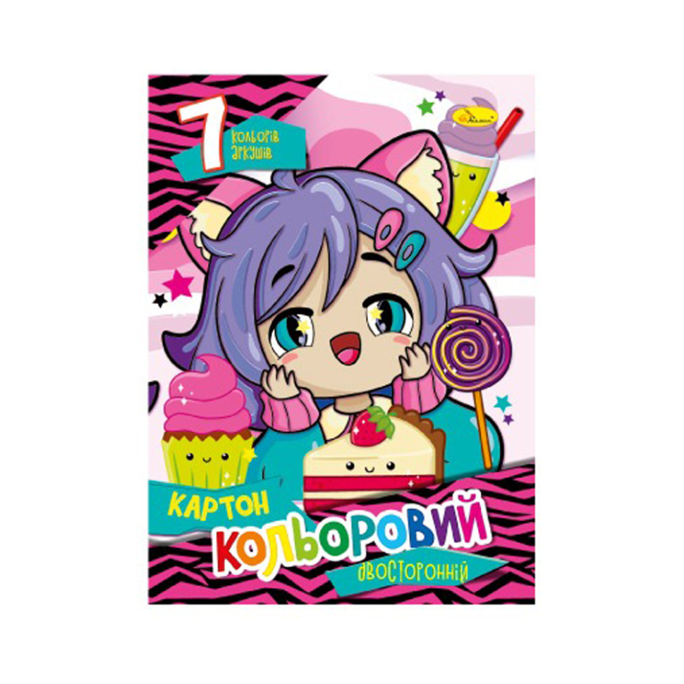 Набір кольорового картону А4 Автоспорт АП-1102-5 двосторонній 7 аркушів - гурт(опт), дропшиппінг 