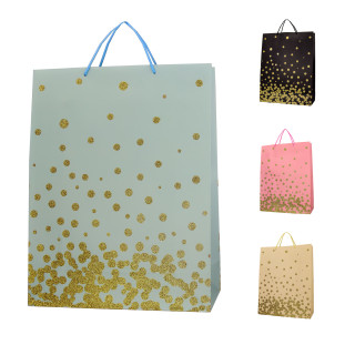 Подарочный пакет 7484L с блестками 30х40х12 см