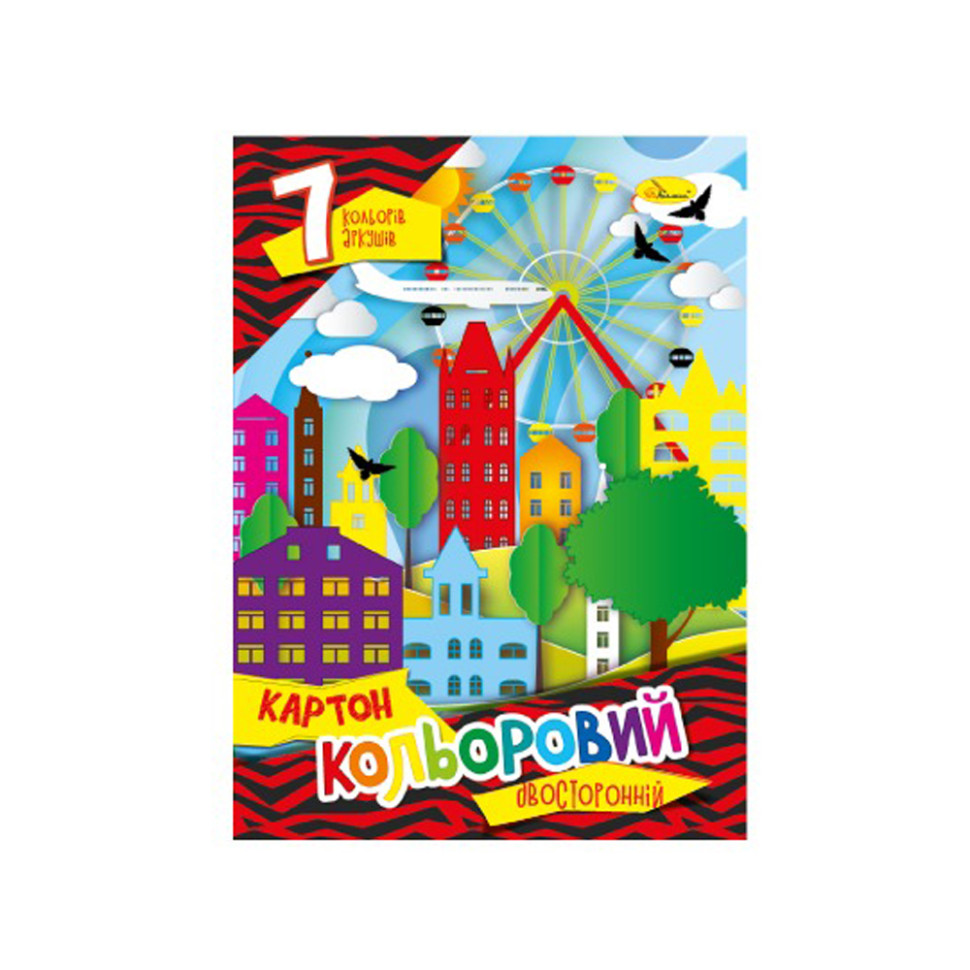 Набір кольорового картону А4 Автоспорт АП-1102-7 двосторонній 7 аркушів - гурт(опт), дропшиппінг 