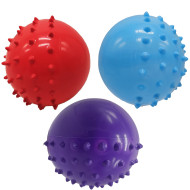 Мяч резиновый с шипами "Зверятка" RB20309-2, 10 см, 25 грамм, 3 штуки