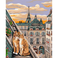 Картина по номерам "Кошачья нежность в Париже" Brushme BS51773 40х50 см
