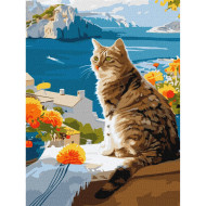 Картина по номерам "Мечтательный котик" KHO6608 30х40 см