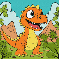 Картина по номерам "Забавный динозавр" KHO6104 25х25см
