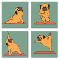 Набор для росписи по номерам из 4х картин. Полиптих "Yoga-dog" KNP012, 18х18 см