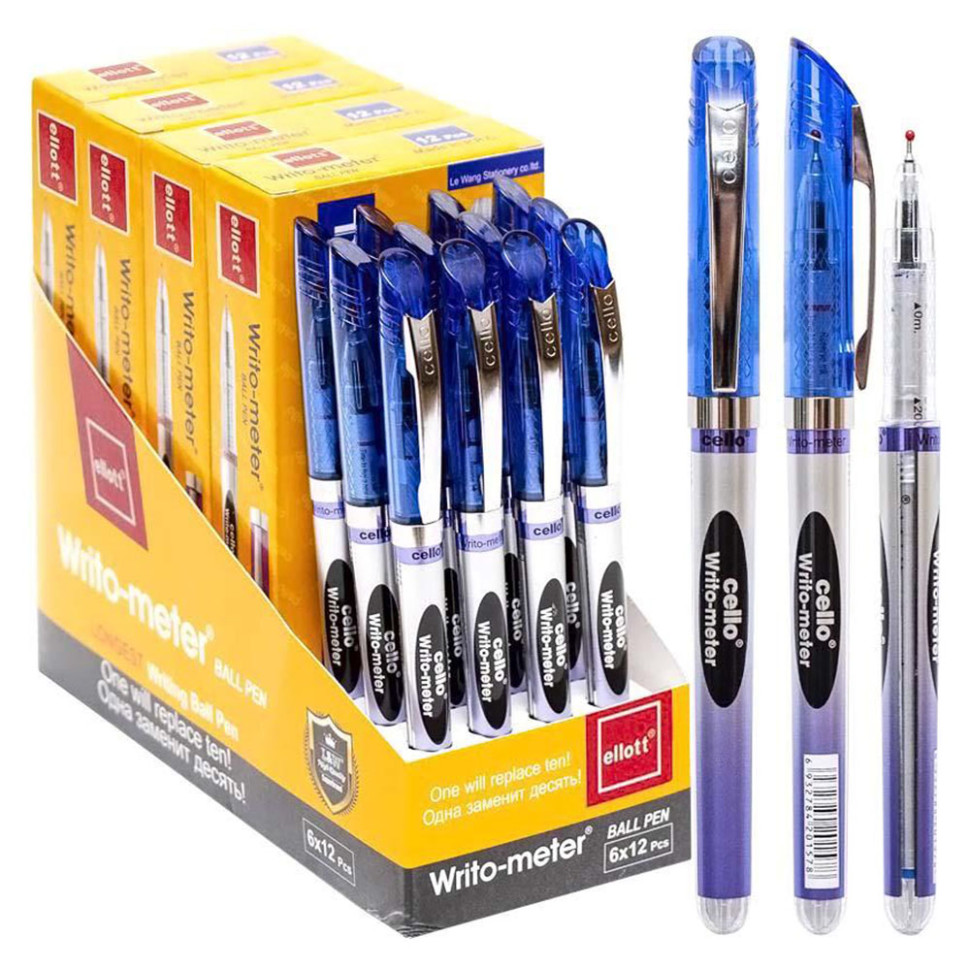 Ручка масляна ET8048-12(Blue) блакитний 0,5 мм