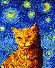 Картина по номерам. Brushme "Кот в звездную ночь" GX35619                                           