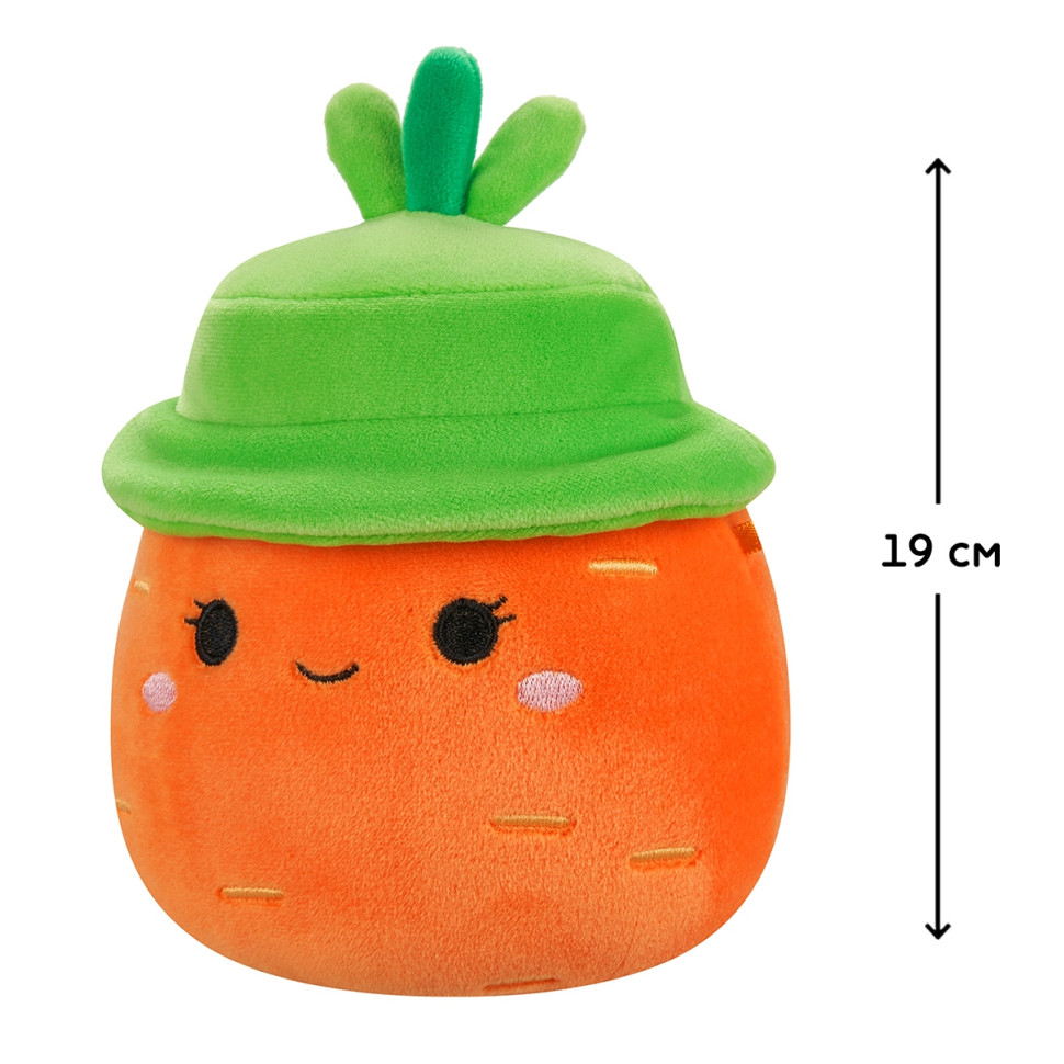 Детская мягкая игрушка Морковка Каролина в шляпе Squishmallows SQER01214, 19 см опт, дропшиппинг