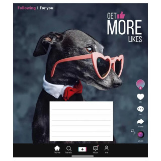 Тетрадь ученическая "Get more likes" 018-3260K-4 в клетку, 18 листов