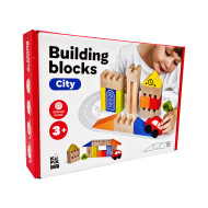 Детские деревянные Строительные блоки "Город" 900538, 18 деталей                                                                     
