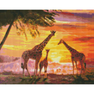 Алмазная мозаика "Семья жирафов" ©ArtAlekhina Идейка AMO7327 40х50 см