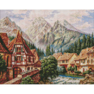 Алмазная мозаика "Городок в горах" ©Сергей Лобач Идейка AMO7346 40х50 см