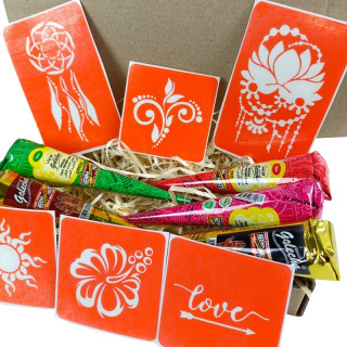 Набор цветной хны с трафаретами для био-тату №1 color-henna-set-01