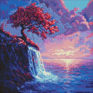 Алмазная мозаика "Сакура в потоке" ©art_selena_ua AMO8210, 40х40 см