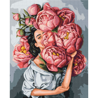 Картина по номерам "В облаке пионов" @Mykhailyshyna Daria Brushme BS53067 40х50 см