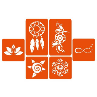 Набор цветной хны с трафаретами для био- тату №2 color-henna-set-02