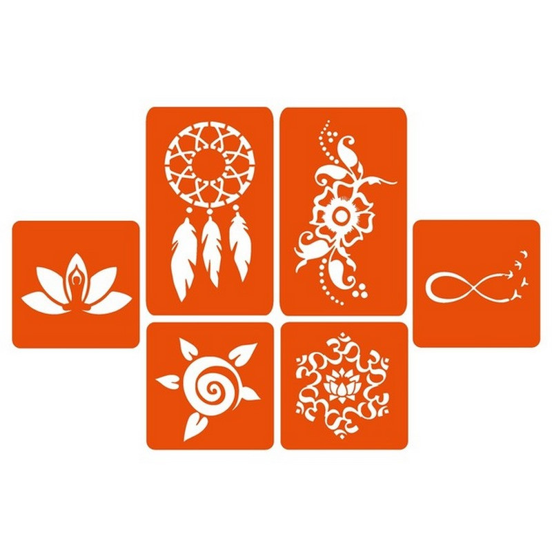 Набір кольорової хни з трафаретами для біо-тату №2 color-henna-set-02 - гурт(опт), дропшиппінг 