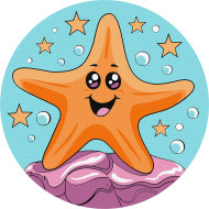 Картина по номерам "Веселая морская звезда" KHO-R1052 диаметр 19 см