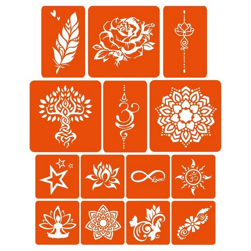 Набір кольорової хни з трафаретами для біо-тату №4 color-henna-set-04 - гурт(опт), дропшиппінг 