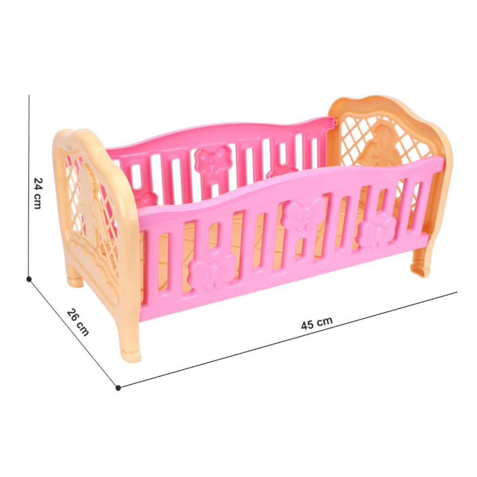 Кроватка для куклы Розовая Технок 4494TXK(Pink) 45х26х24 см опт, дропшиппинг
