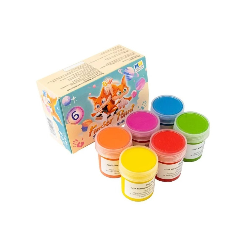 Набор пальчиковых красок 840602, 6 цветов по 40 мл опт, дропшиппинг