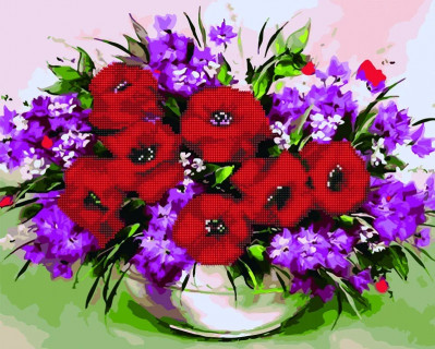 Картина по номерам и алмазная мозаика 2 в 1. Rainbow Art "Полевые цветы" GZS1100-RA, 40х50 см                 