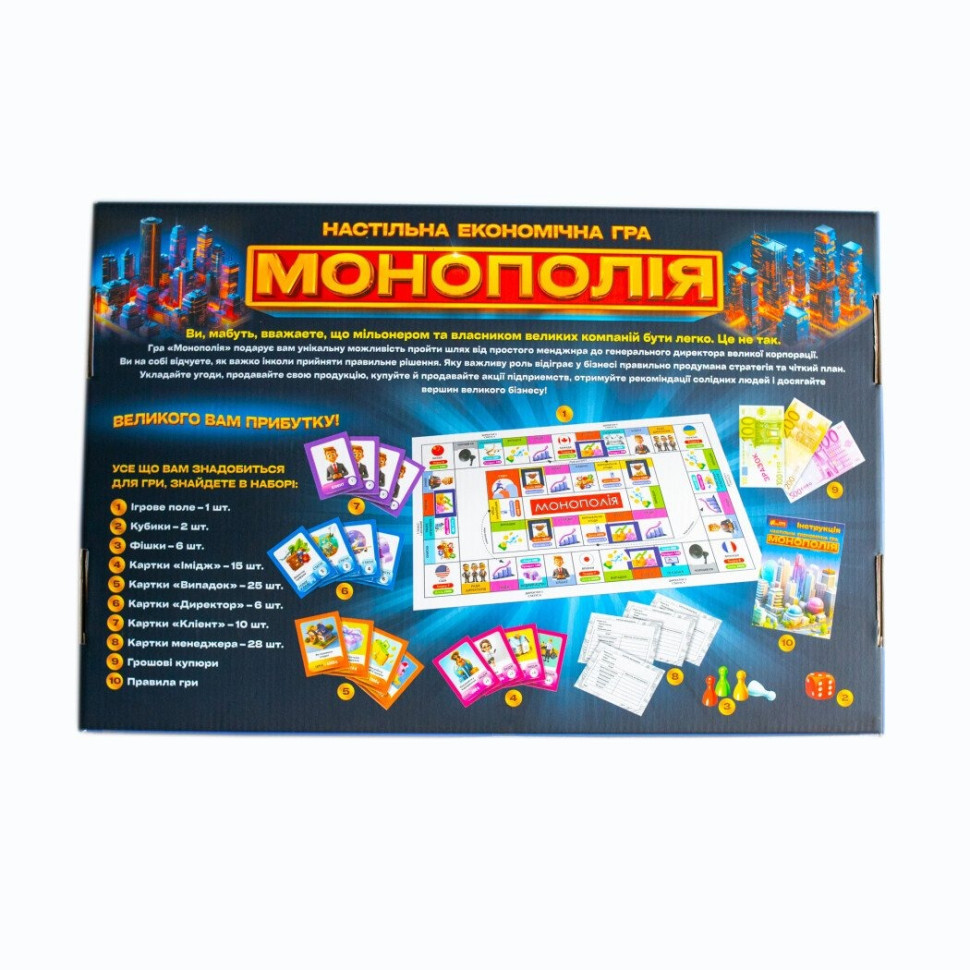 Настольная экономическая игра Монополия 10120186 игровое поле, карточки, фишки опт, дропшиппинг