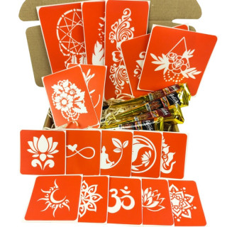 Набор цветной хны с трафаретами для био-тату №6 color-henna-set-06