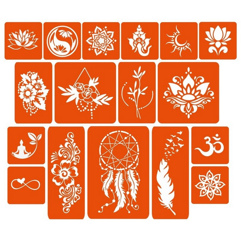 Набор цветной хны с трафаретами для био-тату №6 color-henna-set-06 опт, дропшиппинг