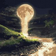 Картина по номерам "Лунный водопад с красками металлик" KHO5033 50х50 см