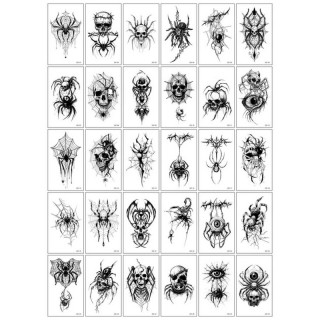Набор временных татуировок "Черные мини №7" black-tattoo-mini-set-7-ZZC-30, 30 штук, размер 9,5 х 9,5 см