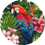 Картина по номерам "Яркий попугай" ©art_selena_ua KHO-R1004 диаметр 39 см Идейка