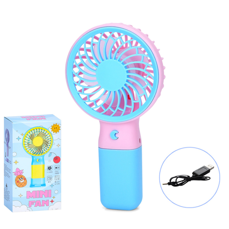 Портативний ручний вентилятор MK 5609(Blue) з підставкою, 15,5 см, USB - гурт(опт), дропшиппінг 