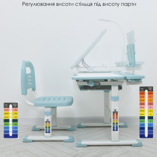 Дитяча Парта M 4428-12 блакитний, зі стільчиком