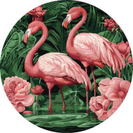 Картина по номерам "Фламинго в цветах" ©art_selena_ua KHO-R1005 диаметр 39 см Идейка