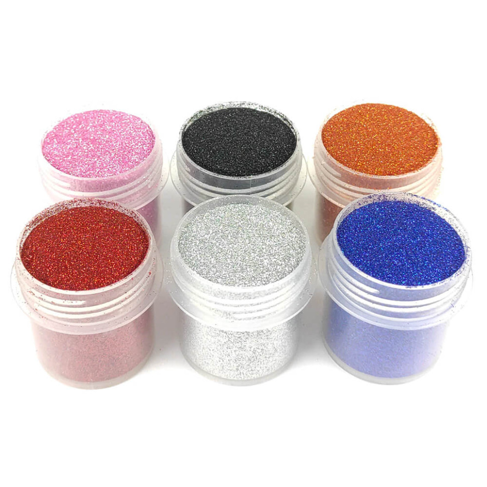 Набір гліттера для біо-тату «№1 Великий» glitter-set-big-6x-1, 6 кольорів по 12 мл - гурт(опт), дропшиппінг 