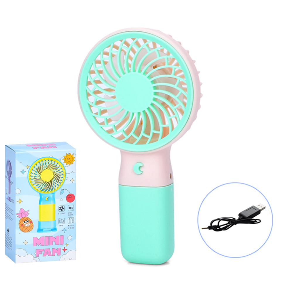 Портативний ручний вентилятор MK 5609(Turquoise) з підставкою, 15,5 см, USB - гурт(опт), дропшиппінг 