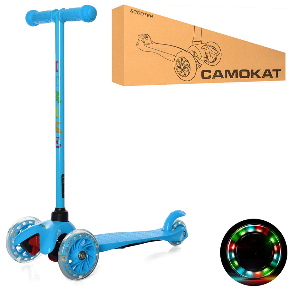Дитячий самокат iTrike BB 3-013-5-BL MINI колеса, що світяться - гурт(опт), дропшиппінг 